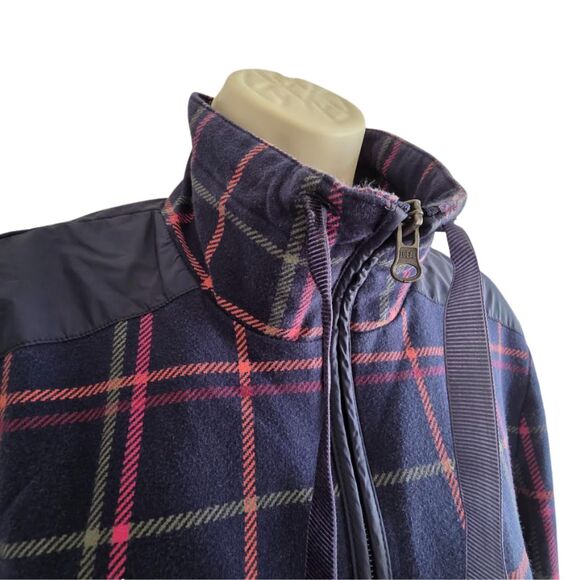 Talbots XL P Navy Blue Plaid Knit Jacket - Picture 4 of 15
